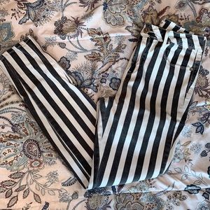 Black and White Striped Skinny Jeans